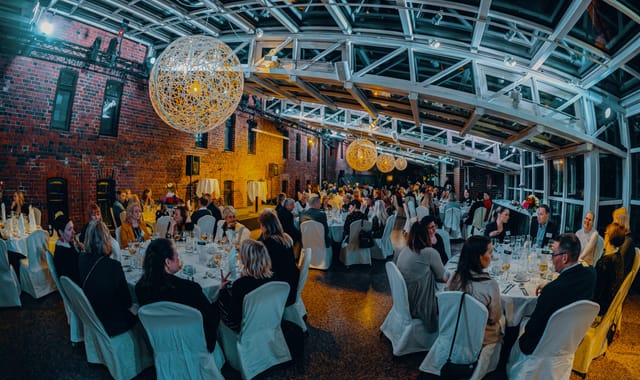 Elegant dinner setup in Talvipuutarha, perfect for corporate events and gatherings.