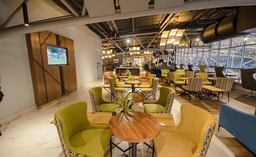 Bidvest Premier Lounge at Cape Town Airport, ideal for meetings and events with natural light.