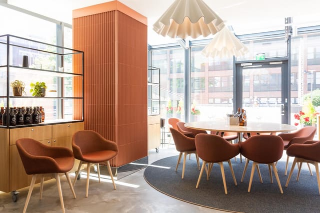 Modern meeting space in Holiday Inn Helsinki with natural light, perfect for corporate events.