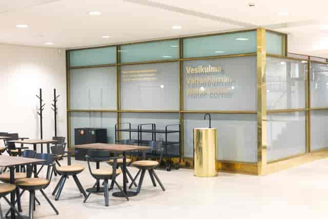 City Hall's modern refreshment area in Event Square for networking during events.