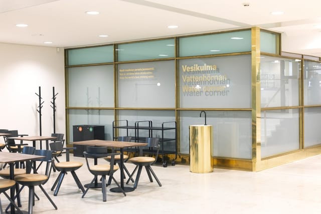 City Hall's modern refreshment area in Event Square for networking during events.