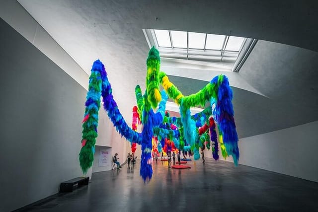 Vibrant installation at Museum of Contemporary Art Kiasma for creative events.