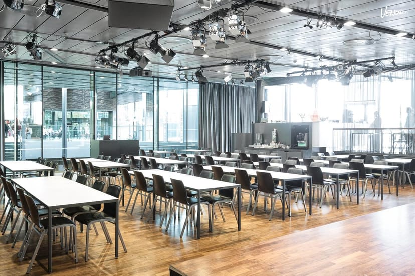 Modern event space in Musiikkitalo, perfect for workshops and conferences.