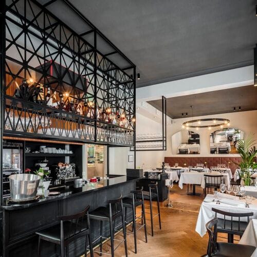 Modern dining room in Gaijin featuring stylish decor for upscale events.