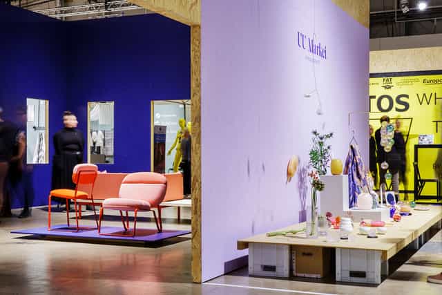 Little Market at Helsinki Design Week: vibrant exhibition space with modern furniture.
