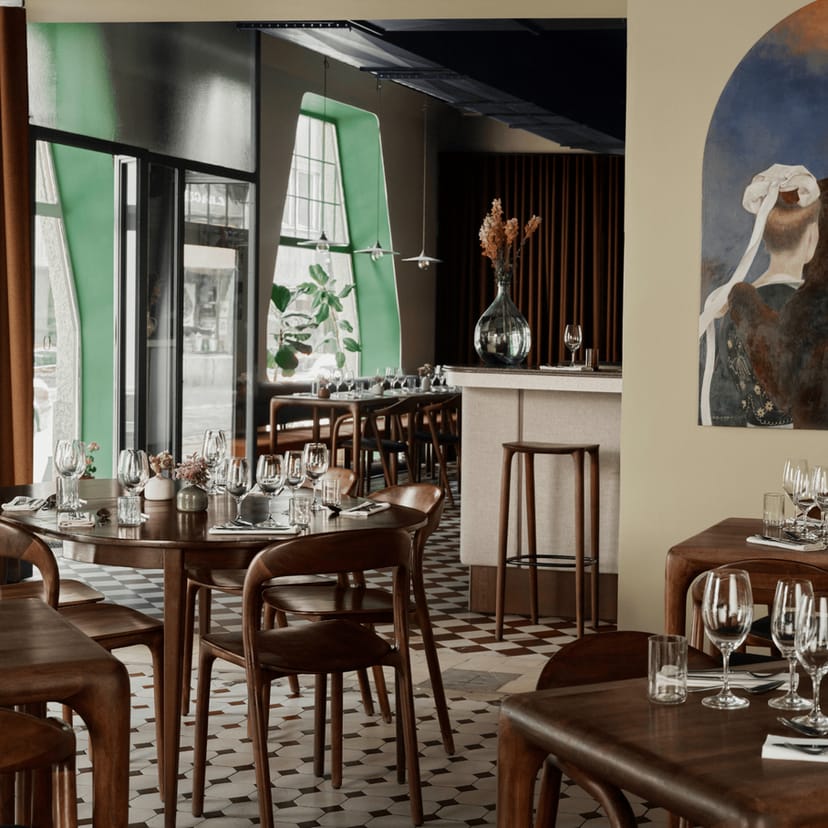 Elegant restaurant cabinet at Nolla, perfect for intimate meetings and events.