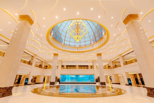Beijing Convention Center exhibit room with chandelier, ideal for gala events and meetings.