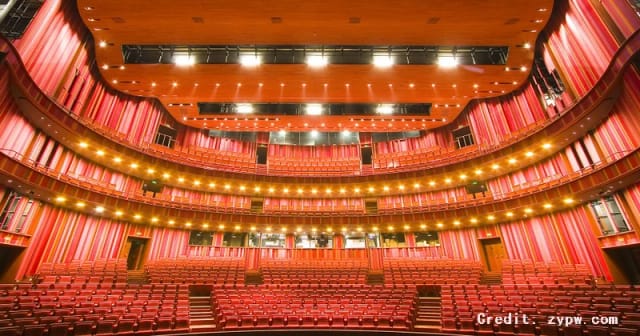 Performance hall in National Centre for the Performing Arts, vibrant theater for live events.