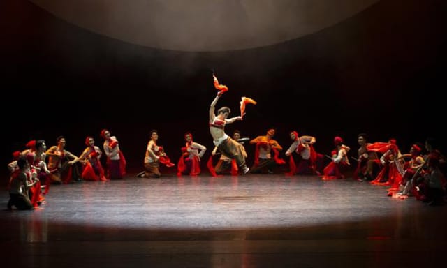 Performance Hall in Beijing Dance Academy with vibrant dancers for cultural events.