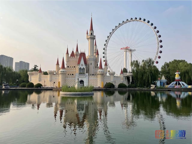Whimsical fairytale castle in Shijingshan Amusement Park, perfect for family events and gatherings.
