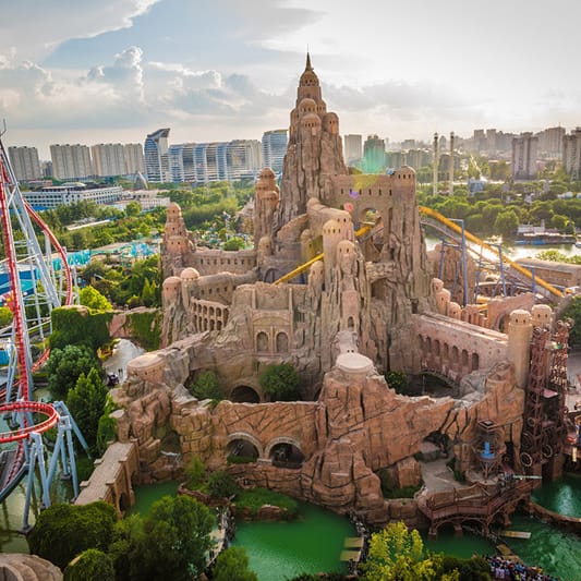 Ant Kingdom in Beijing Happy Valley with fortress structure for corporate events and family fun.