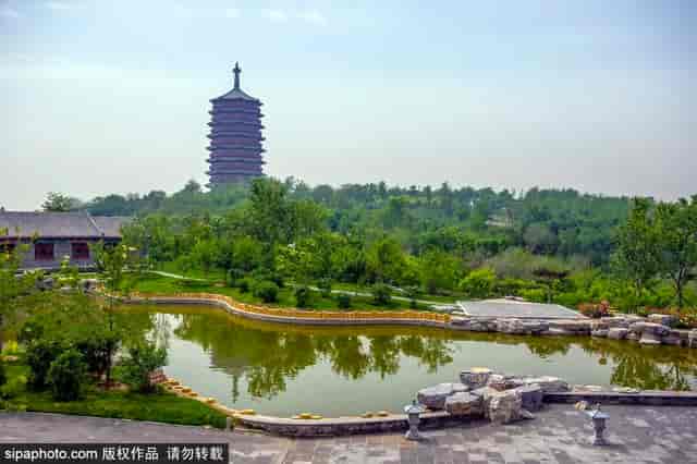 Cultural performance zone in Beijing Garden Expo Park with a charming pagoda, ideal for weddings.