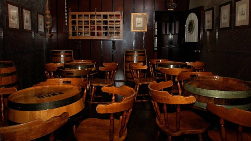 Cozy Redwood Grill Private Barrel Room, perfect for intimate gatherings and meetings.