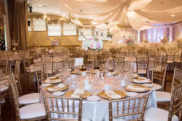 Elegant banquet hall in Carmens Event Centre, perfect for weddings and formal gatherings.