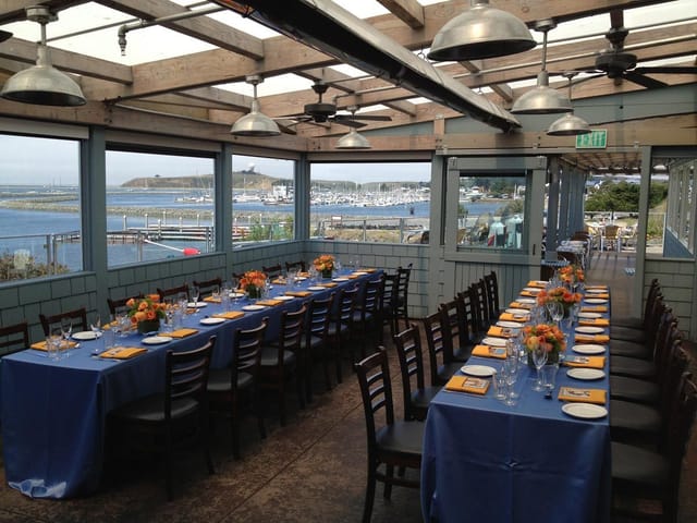 Ocean Terrace dining area at Sam's Chowder House, ideal for corporate events or gatherings.