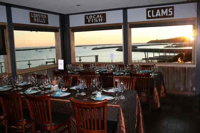 Elegant waterfront dining at Sam's Chowder House, perfect for corporate events or celebrations.
