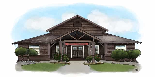 Rustic Redwood City Woman's Club hall, ideal for meetings and corporate events.
