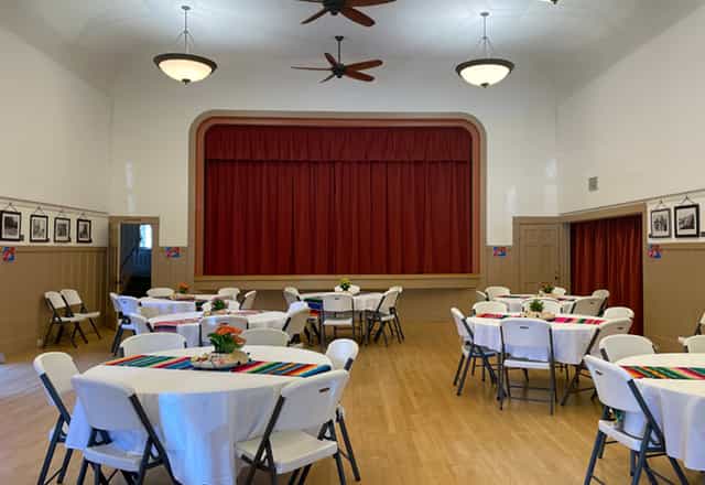 Event space at Redwood City Woman's Club with elegant decor for meetings or receptions.