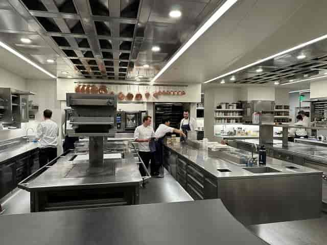 Private kitchen at The French Laundry, ideal for culinary demonstrations and cooking classes.