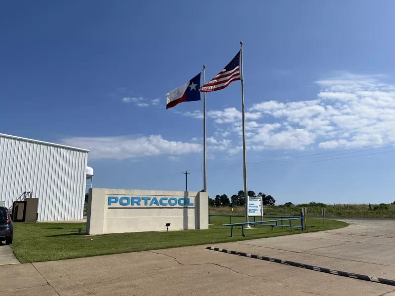 Main Meeting Room exterior with Portacool sign, ideal for corporate events and gatherings.