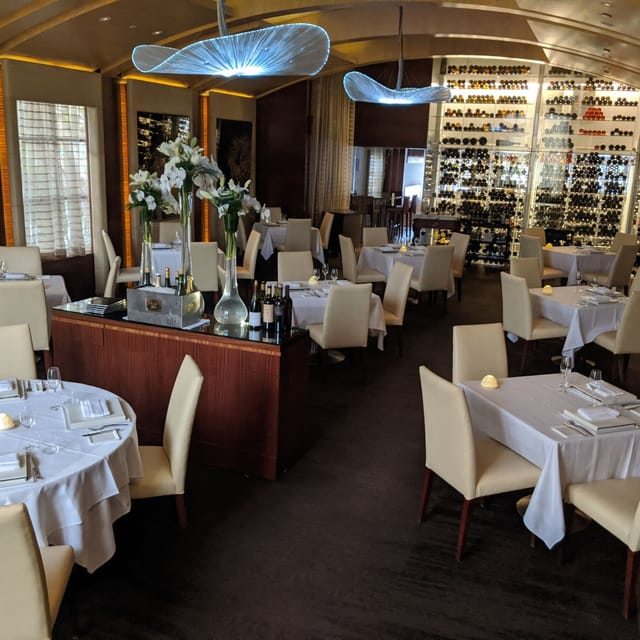 Main Dining Room at Plumed Horse: elegant setting for corporate events or intimate celebrations.