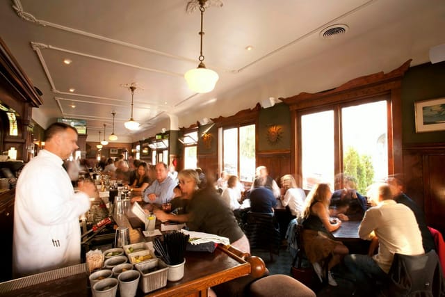 Balboa Cafe: bustling restaurant with warm ambiance, ideal for networking events.