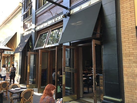 Stylish restaurant exterior in Redwood City with inviting outdoor seating for events.