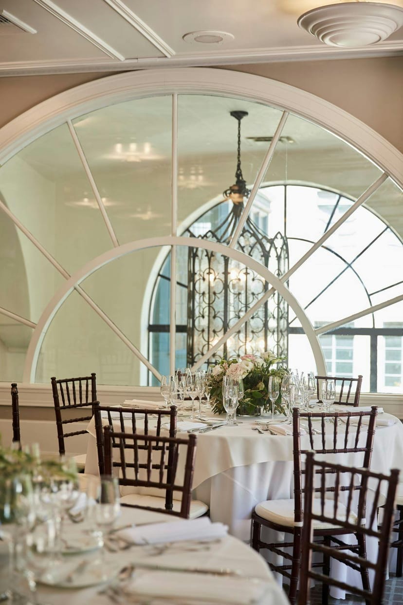 Elegant dining setup at The Hub Redwood City for weddings and corporate events.