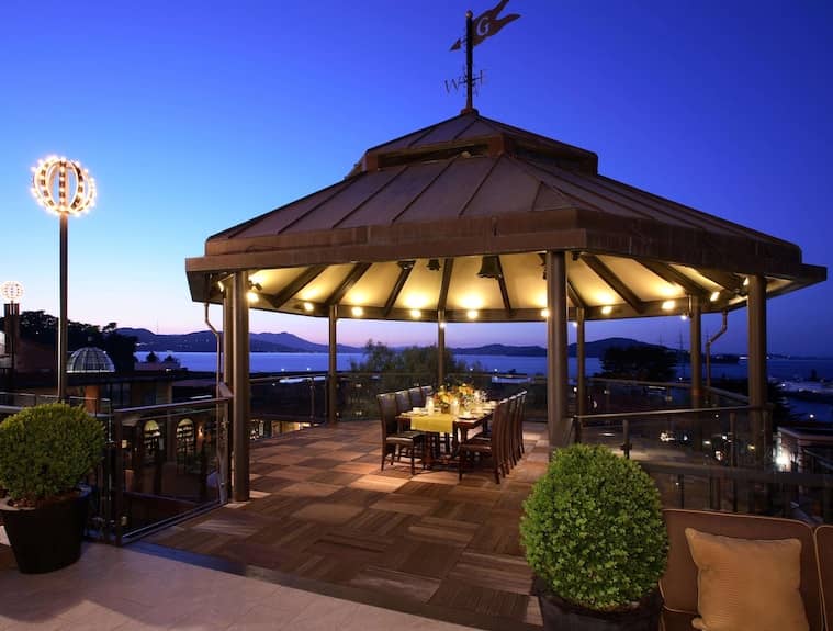 Carillon Gazebo at Ghirardelli Square, elegant venue for upscale events and dinners.
