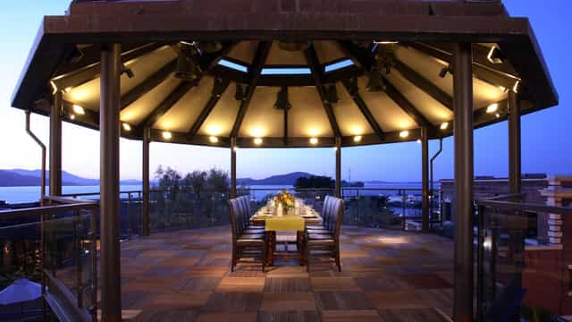 Carillon Gazebo at Ghirardelli Square, ideal for elegant outdoor events by the waterfront.