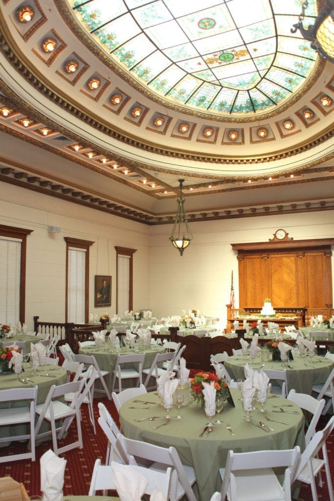 Atkinson Meeting Room, elegant event space with ornate ceiling for ceremonies and receptions.