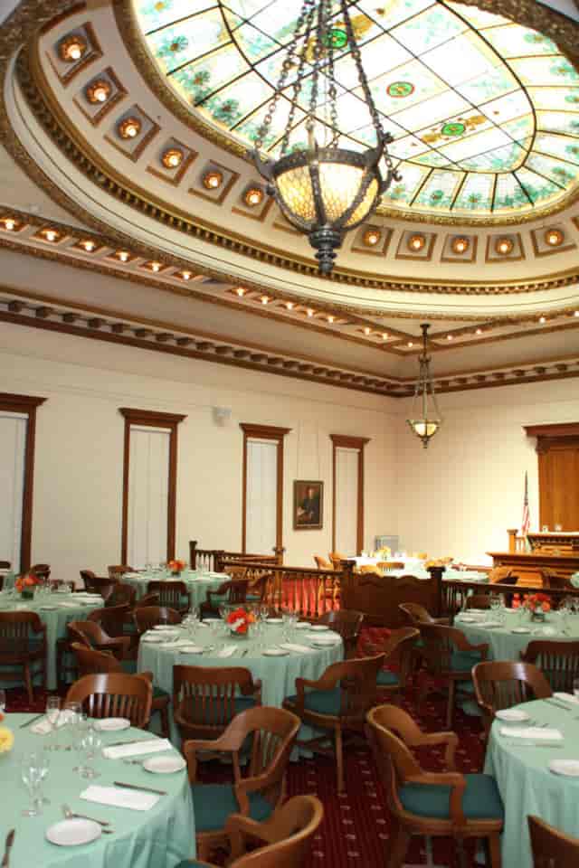 Atkinson Meeting Room with elegant wood details, ideal for corporate retreats and celebrations.