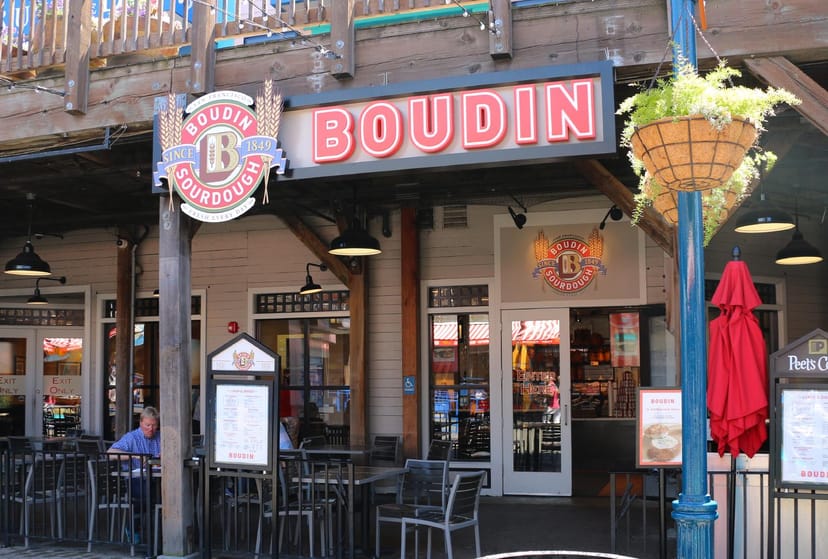 Vibrant Bistro Boudin restaurant with outdoor seating, perfect for casual meetings and gatherings.
