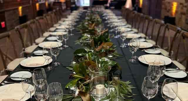 Elegant wedding venue at La Honda Winery with a lavish dining table setup.