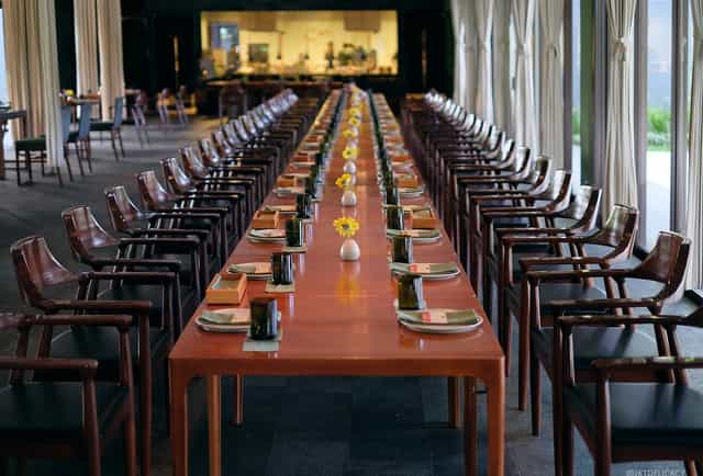 Private dining room at Cuca Restaurant with an elegant table setup for formal events.