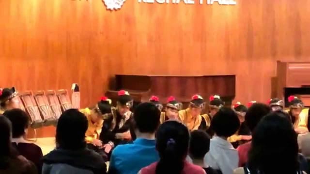 JS Bach Recital Hall with traditional performers at a cultural event in Jakarta.
