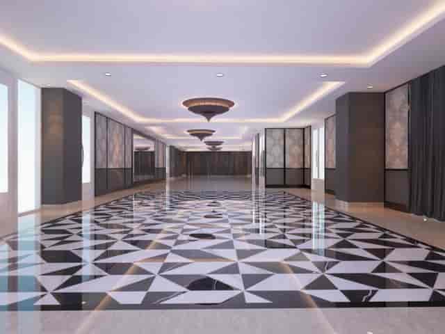 Albergo Ballroom at The Bellezza Suites, elegant space with geometric floor, ideal for events.