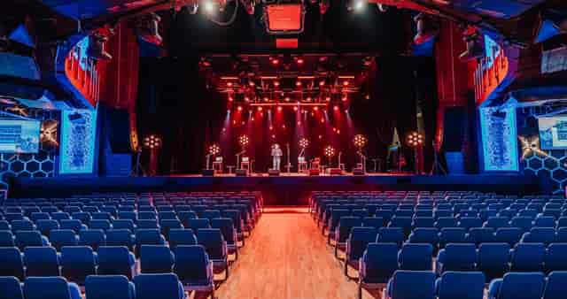 Indigo at The O2 auditorium with stage lighting for professional corporate conferences and events.