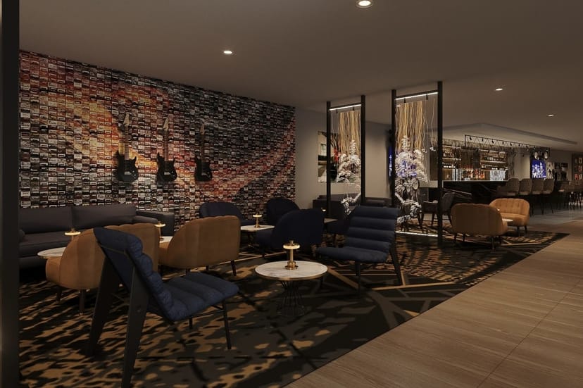 Stylish Mercedes-Benz lounge at Smart Financial Centre, ideal for networking events.