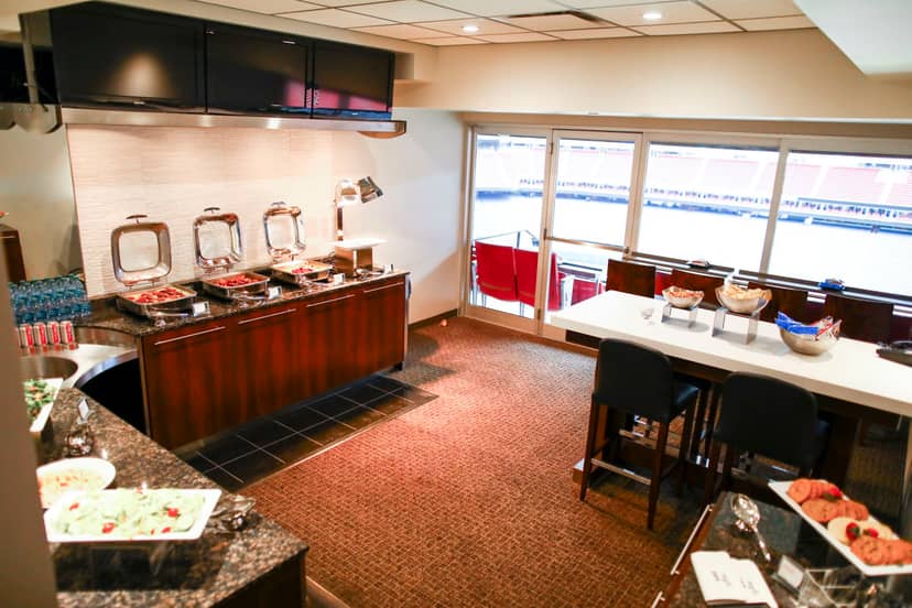 Luxury Suites catering area at NRG Park, ideal for social gatherings and events.