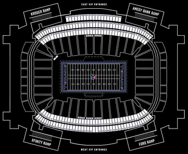 Luxury Suites floor plan at NRG Park for events, highlighting seating and layout.