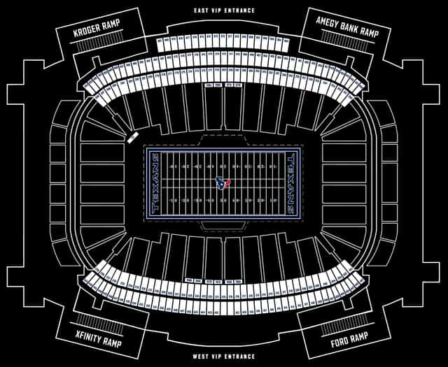 Luxury Suites floor plan at NRG Park for events, highlighting seating and layout.