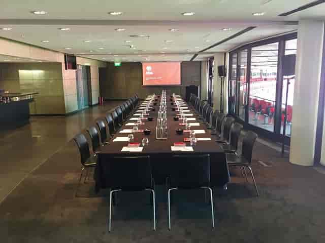 Pitch View Room at Wembley Stadium, modern meeting space for corporate events and presentations.