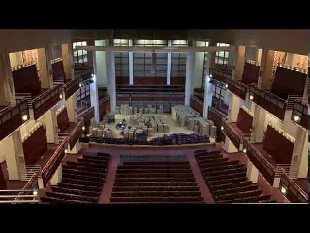 Meymandi Concert Hall set up for an upcoming performance with organized seating.