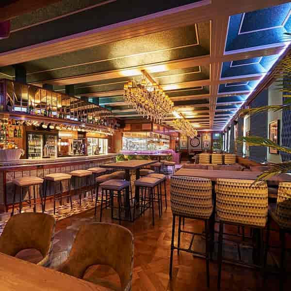 Stylish Lounge at 1857 Sports Bistro for intimate gatherings and cocktail parties.