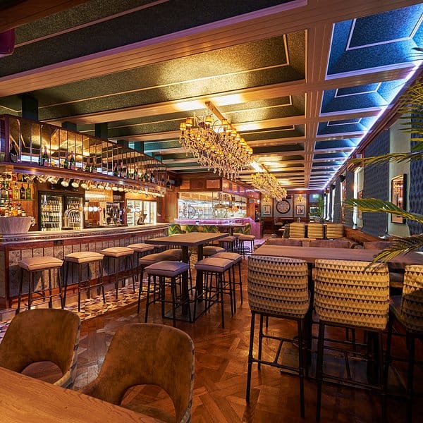 Stylish Lounge at 1857 Sports Bistro for intimate gatherings and cocktail parties.