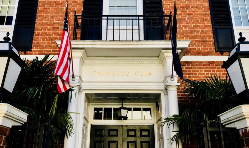 Charming Palmetto entrance at Woodlands Country Club, perfect for events and gatherings.