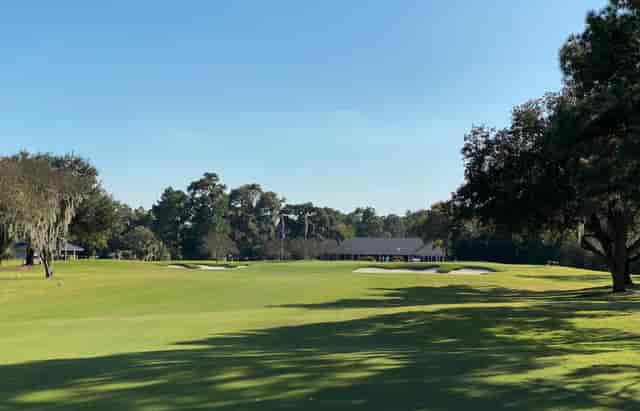 Jackrabbit course at Champions Golf Club, lush fairways for outdoor corporate retreats.