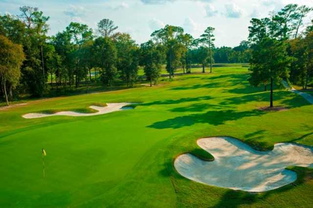 Serene golf course at Golf Club of Houston for outdoor corporate events and networking.