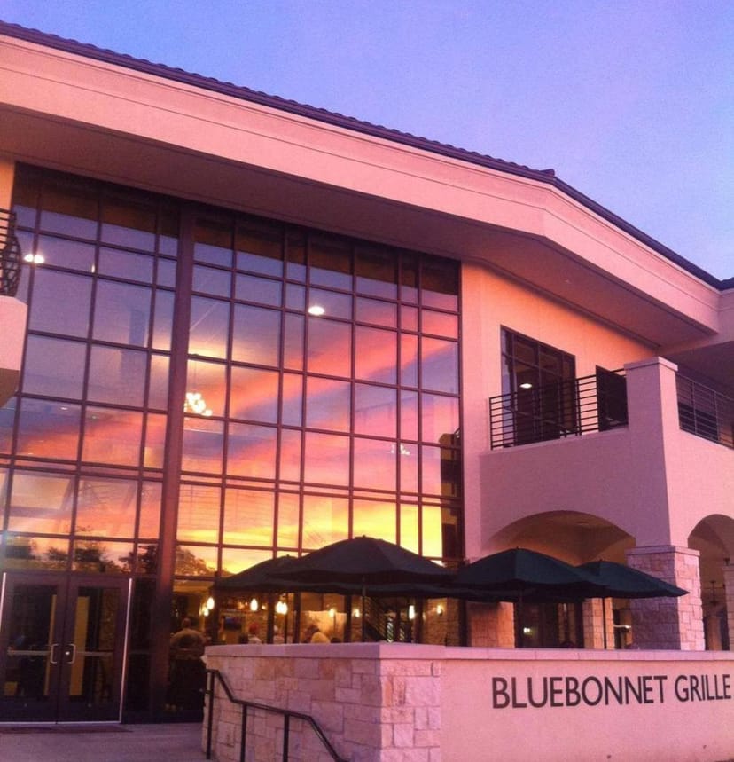 Bluebonnet Grille Patio with sunset views, ideal for events and gatherings.